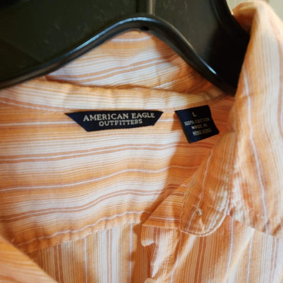 AEO button down womens striped orange Vintage - Picture 6 of 8